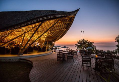 Seaside Restaurant Architecture, Nature Restaurant, Resort Concept, Bamboo Pavilion, Modern Treehouse, Treehouse Resort, The Swiss Family Robinson, Tropical Hotel, Restaurant Building