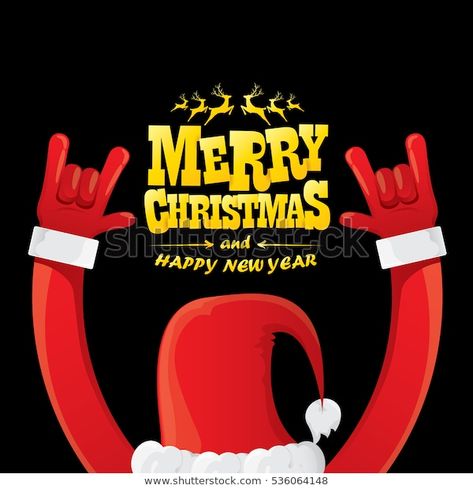 Rock N, Happy New, Santa Claus, Happy New Year, Vector Images, Christmas, Anime, Design, Santos