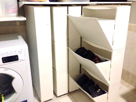 IKEA hack Trones Library - yarn storage? (small) musical instruments? just imagi... Trones Ikea Hack, Ikea Shoe Rack, Ikea Shoe Storage, Shoe Storage Hacks, Ikea Trones, Ikea Shoe, Hack Ikea, Ikea Hack Ideas, Ikea Billy Bookcase