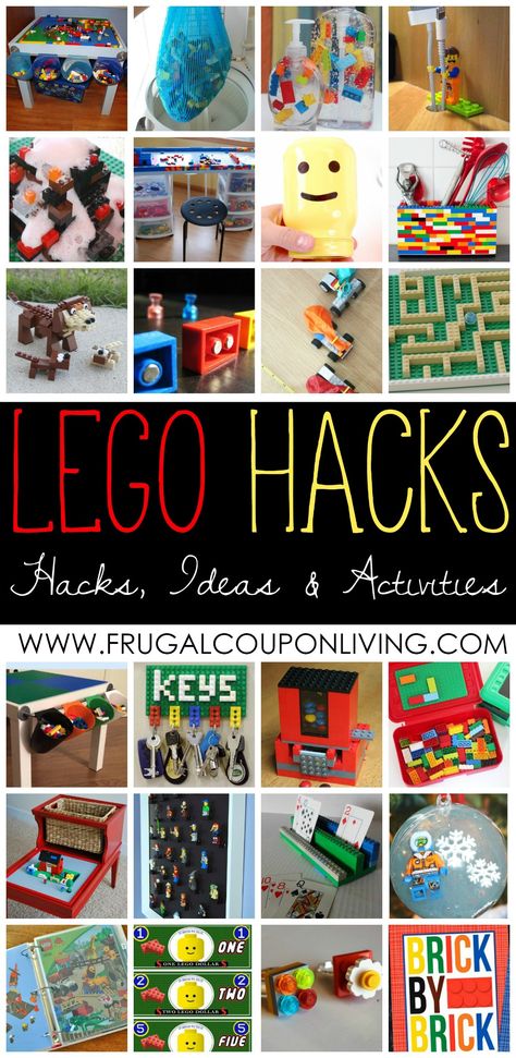 Everything is Awesome! LEGO Hacks, LEGO Ideas and LEGO Activities for Kids on Frugal Coupon Living. Upcycle LEGOs and more! Upcycle Legos, Lego Learning, Lego Hacks, Prank Ideas, Living Frugal, Lego Challenge, Lego Club, Lego Diy, Lego Table