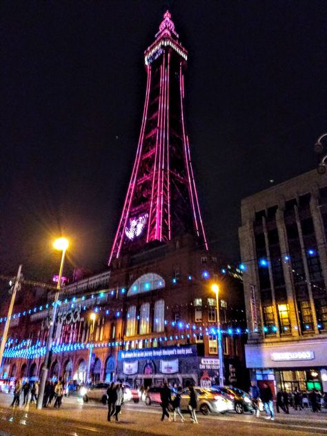 Blackpool Aesthetic, Blackpool Illuminations, Blackpool Uk, Blackpool Tower, Blackpool England, Black Background Painting, England Aesthetic, City Planner, Northern England