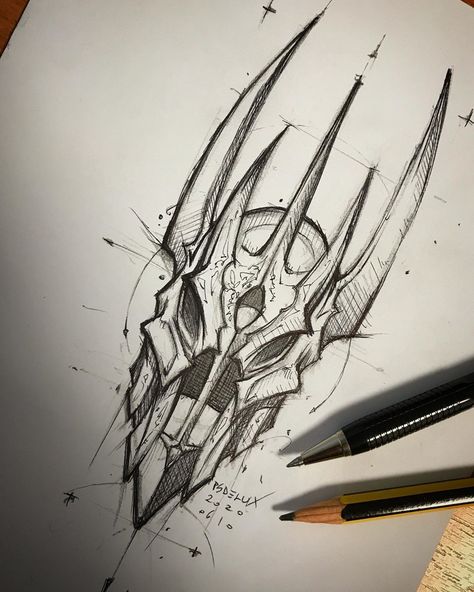 12.3 k mentions J’aime, 65 commentaires - @psdelux sur Instagram : « #sauron #helmet #sketch #pencil #ballpointpen » Sauron Helmet, Helmet Sketch, Gengar Tattoo, Witcher Tattoo, Norse Mythology Tattoo, Helmet Drawing, Lotr Tattoo, Lord Of The Rings Tattoo, Helmet Tattoo