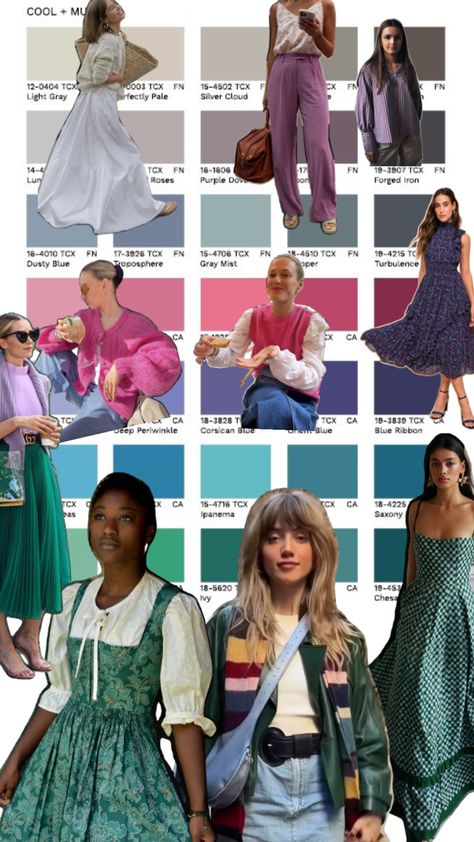 Cool Summer Color Analysis, Summer Color Analysis, Summer Colour Palette, Cool Summer Palette, Summer Goth, Summer Color Palette, Cool Summer Outfits, Summer Outfit Ideas, Cool Summer