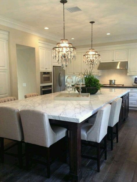 Island Tables, Custom Kitchen Remodel, Kitchen Island Dining Table, Kitchen Peninsula, Basic Kitchen, Kitchen Island With Seating, Classic Kitchen, White Kitchen Design, Decorating Themes