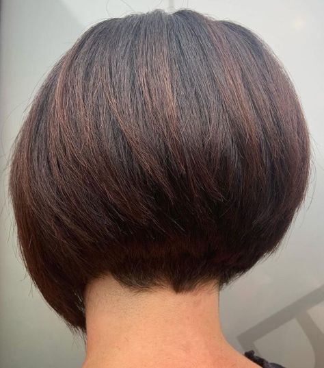 Short Stacked Cut for Thick Hair Very Short Stacked Bob, Short Inverted Bob Hairstyles, A Line Bob Short Stacked, A Line Bob Short Stacked Round Faces, Slight Stacked Bob Haircut, Dark Stacked Bob, Back View Of Stacked Bob, Lightly Stacked Bob Haircut, Short Bob Cuts For Black Women