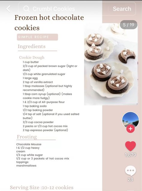 Chocolate Cookies Crumbl, Frozen Hot Chocolate Cookies, Crumble Cookies Recipe, Cookies Crumbl, Easy Microwave Recipes, Crumble Cookie Recipe, Homemade Recipe Books, Crumble Cookies, Winter Baking