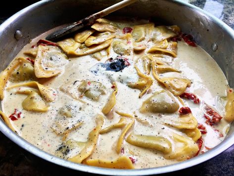 Ravioli Truffle Cream Sauce, Ravioli With Truffle Cream Sauce, Porcini Mushroom And Truffle Ravioli, Porcini Cream Sauce, Truffle Ravioli Sauce, Truffle Ravioli Recipe, Porcini Ravioli, Mushroom Ravioli Sauce, Ravioli Cream Sauce