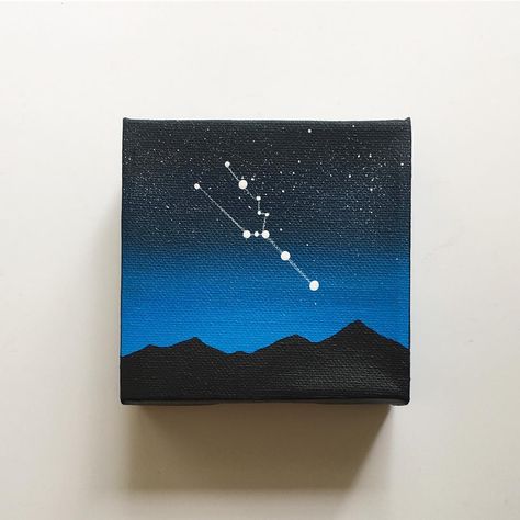 Taurus Painting Ideas On Canvas, Taurus Painting Ideas, Simple Space Painting, Painting Ideas Scenery, Taurus Painting, Space Canvas Painting, Easy Scenery Painting, Space Acrylic Painting, Space Painting Acrylic