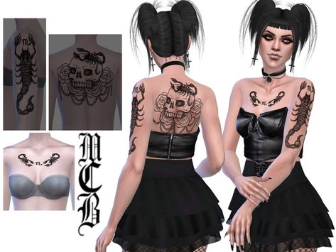 The Sims Resource - Scorpio - Zodiac Chest Tattoo Sims Cc Tattoos, Vampire Tattoo, Sims 4 Tattoos, Scorpion Tattoo, 4 Tattoo, Sims House Design, Sims 1, Sims4 Cc, Scorpio Zodiac