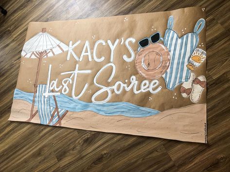 Beach Bachelorette 🌟✨🤍💙 Kraft Paper Banner, Painted Banners, 21st Birthday Banner, Painted Banner, Cute Banner, Welcome Home Banners, Bachelorette Banner, Bachelorette Party Beach, Bachelorette Decorations