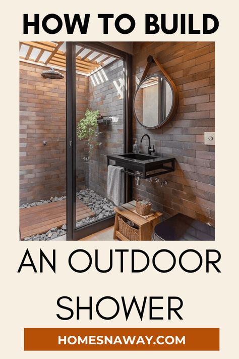 Outdoor Toilet And Shower Ideas, Outdoor Toilet And Shower, Do It Yourself Quotes, Outside Showers, Outdoor Shower Diy, Garage To Living Space, Outdoor Toilet, Outdoor Baths, Outdoor Bathroom