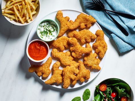 Quorn Roarsomes | Vegan Dinosaur Nuggets | Quorn Dinosaur Nuggets, Dinner Vegan Recipes, Vegan Nuggets, Dino Nuggets, Vegan Dips, Vegan Spread, Healthy Vegan Dinner, Nuggets Recipe, Vegan Dip