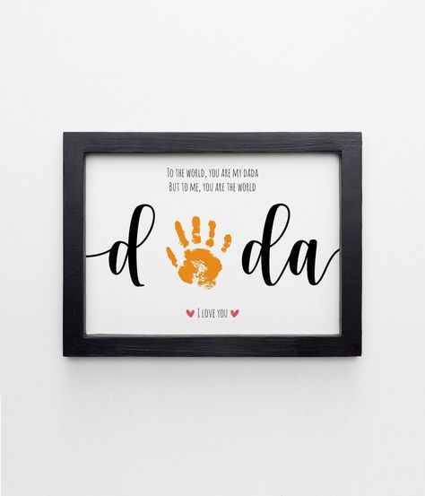 Buy Dada Handprint Footprint Art Craft Fathers Day Gift for online on Etsy India. Shop for handmade, vintage and unique Digital Prints items from TopBrain online on Etsy Happy Birthday Dada, Dad's Birthday, Preschool Arts And Crafts, Footprint Art, Handprint Art, First Fathers Day, You Are The World, Diy Baby, Memorial Keepsakes