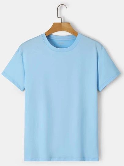 Plain Tee Shirts Men, Plain T-shirts, Blue T Shirt Outfit Men, Blue Tshirt Outfit Men, Tshirt Bleu, Sky Blue Tshirt, Solid Tshirts, Plain Shirts For Men, Blue Tshirt Outfit