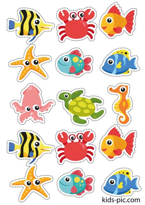 Sea Animals Crafts For Kids, Under The Sea Crafts For Kids, Under The Sea Preschool Theme, Sea Animals Craft, Fishes In The Sea, Fish Cut Outs, Fish For Kids, Cute Sea Animals, Sea Animal Crafts