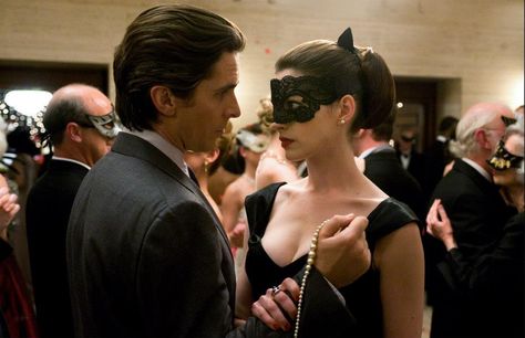 Anne Hathaway as Selina Kyle masquerade scene from The Dark Knight Rises Bruce Wayne And Selina Kyle, Dark Knight Rises Catwoman, Mind Blowing Movies, Bruce And Selina, Anne Hathaway Catwoman, The Stranger Movie, The Dark Knight Trilogy, Tv Show Couples, Dark Knight Rises