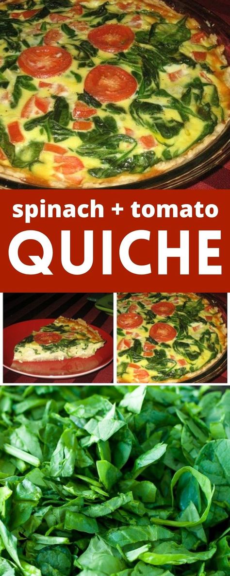 quiche with feta spinach and tomato Spinach Tomato Quiche, Savory Pie Crust, Quiche Crust, Vegetable Quiche Recipes, Tomato Quiche, Spinach Quiche Recipes, Vegetable Quiche, Spinach Tomato, Healthy Brunch Recipes