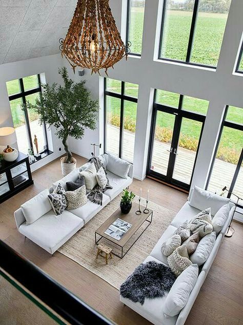 Modern Lounge Design, Villa Modern, House Interior Living Room, Interior Design Per La Casa, Sala Grande, Interior Living Room, Living Room Decor Inspiration, Design Room, High Ceilings