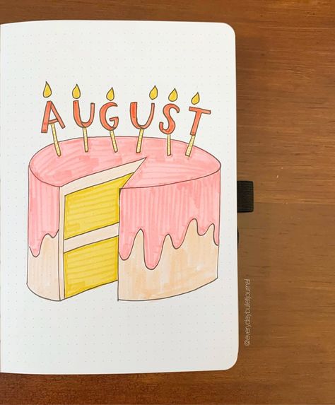 August Month Journal Ideas, Journal Month Cover Page, Birthday Month Journal Cover, August Book Journal Ideas, August Title Page, Birthday Month Bujo Theme, August Journal Page, Birthday Month Journal Ideas, August Planner Ideas