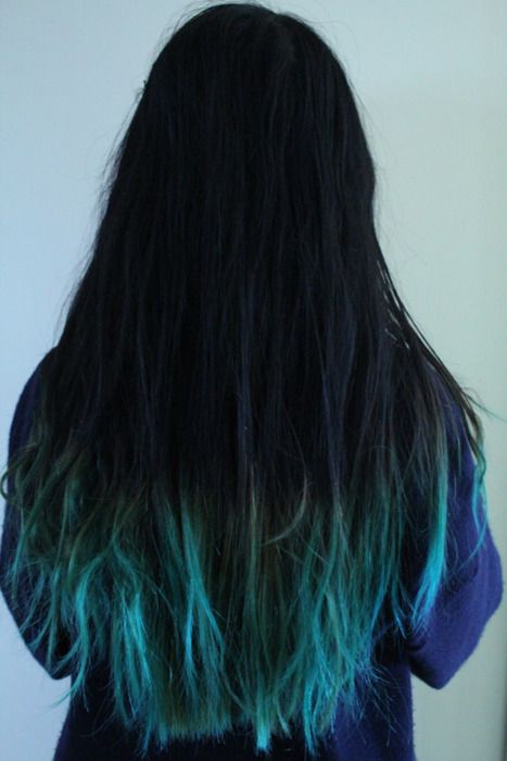 . Dip Dye Black Hair, Teenage Hair, Turquoise Hair Ombre, Dipped Hair, Dyed Hair Ombre, Hair Rainbow, Blue Ombre Hair, Ombre Bob, Dip Dye Hair