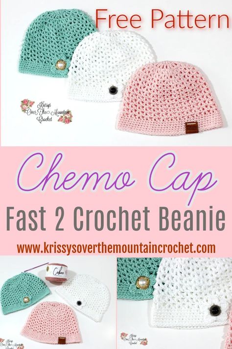 Mesh Chemo Cap | Free Crochet Pattern - Krissys Over The Mountain Crochet Crochet Hats For Chemo Patients, Crochet Chemo Blanket, Chemo Crochet Hats, Skull Cap Crochet Pattern Free, Cotton Chemo Caps Pattern, Chemo Cap Crochet Pattern Free, Crochet Chemo Beanie Pattern Free, Free Crochet Chemo Hat Patterns, Crocheted Chemo Hats Free Pattern