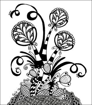 Dr. Seuss-esque Zentangle Flowers, Tangle Doodle, Zentangle Designs, Doodle Inspiration, White Drawing, Tangle Art, Tangle Patterns, Zentangle Drawings, Doodles Zentangles