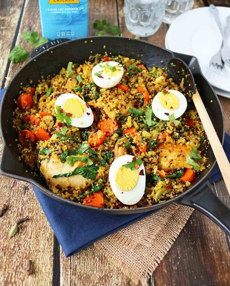 This Quinoa & Chicken Biryani is a healthier take on the Biryani I grew up on as a child. #TheRecipeRedux 1pan Meals, Rice Biryani, Fish Cutlets, Chicken Biryani Recipe, Chicken Biryani, Food Contest, Food Lunch, Pan Meals, Biryani Recipe