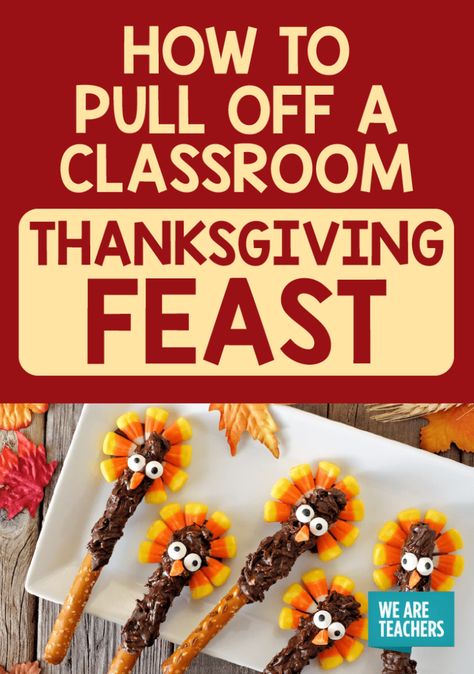 School Thanksgiving Feast: Step-by-Step-Guide - WeAreTeachers School Thanksgiving Feast Food Ideas, Kindergarten Thanksgiving Feast Ideas, Prek Thanksgiving Feast, School Thanksgiving Party Food, Classroom Thanksgiving Feast Food Ideas, Thanksgiving Feast Ideas For School, Thanksgiving Feast Preschool, Kindergarten Thanksgiving Feast, Thanksgiving Food Crafts For Kids