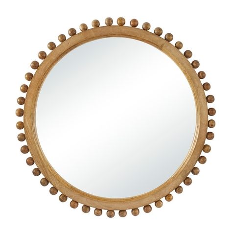 Gold Mango Wood Wall Mirror with Beaded Detailing - Bed Bath & Beyond - 38443296 Colored Entryway, Gold Frame Wall, Carved Wood Frame, Entryway Mirror, Gold Mirror Wall, Framed Wall Mirror, Metal Console, Large Wall Mirror, Cool Mirrors