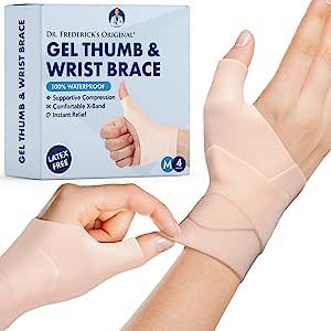 Dr. Frederick's Original Waterproof Thumb & Wrist Brace - 4pcs - Thumb Spica Splint - Hand Brace for Tendonitis, Arthritis, De Quervain’s - Fits Left or Right Hand - Women & Men - Medium Thumb Pain Relief, Thumb Brace, Thumb Splint, Wrist Brace, Hand Pain, Hand Wrist, Carpal Tunnel, Compression Sleeves, Wrist Support