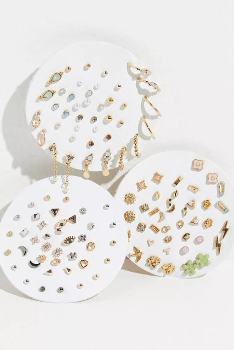 For the Jewelry Wearer: Teeny Tiny Mega Stud Earring Set Free People Earring Set, Hypoallergenic Stud Earrings, Stud Earring Set, Small Friend Gifts, Gen Z Gifts, Ear Piercings Studs, Cheap Gifts For Friends, Dainty Earrings Studs, Gold Earring Set