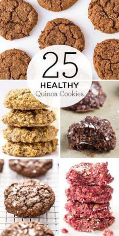 How to make quinoa cookies - and 25 recipes to inspire your healthy, gluten-free baking. Add protein, fiber & nutrients to your baking with quinoa!So it's that time of year again - cookies, cookies and more COOKIES!Personally, I'm a cookie-any-time-of-year kind of gal, but... Breakfast Cookies Banana, Quinoa Cookies Recipes, Quinoa Dessert Recipes, Quinoa Desserts, Cookies Banana, Quinoa Cookies, Quinoa Recipes Easy, Healthy Quinoa, Chocolate Breakfast