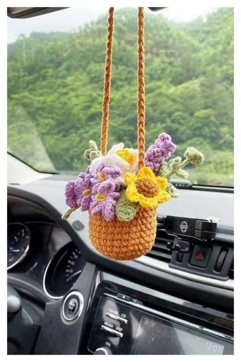 Bouquet Crochet, Beau Crochet, Crochet Car, Crochet Bouquet, Pola Amigurumi, Crochet Plant, Fashion Crochet, Crochet Braid, Car Hanging