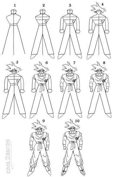 How to Draw Goku Step by Step Drawing Tutorial with Pictures | Cool2bKids How To Draw Goku, Draw Goku, 3d Drawing Tutorial, Dbz Drawings, Goku Drawing, Drawing Instructions, Arte Doodle, Flower Drawing Tutorials, Easy Drawing Tutorial