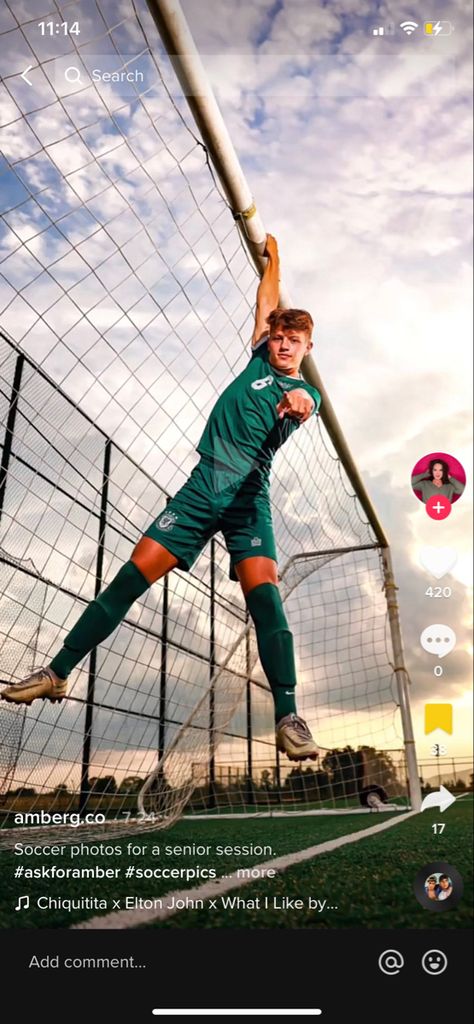 Soccer Pictures Poses Boys, Soccer Goalie Photoshoot, Posed Soccer Pictures, Senior Picture Ideas Soccer Goalie, Soccer Senior Pictures Goalie, Senior Sports Pictures Soccer, Boy Soccer Senior Picture Ideas, Boys Senior Soccer Pictures, Senior Pictures Soccer Boys