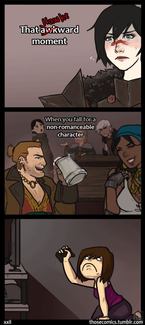 DA2 - Hawke-ward by hPolawBear on DeviantArt Leliana Dragon Age Romance, Varric X Hawke, Dragon Age Varric, Hawke Da2, Varric Tethras, Dragon Age Memes, Dragon Age Funny, Dragon Age Romance, Dragon Age Characters