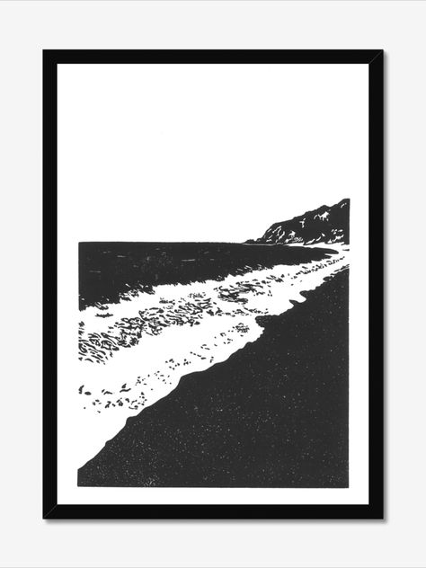 Fine art beach print available framed and unframed from £15! Beach Linocut, Deb Garlick, Screen Printing Shirts Design, Outdoor Illustration, Swim Art, Lino Cuts, Print Drawing, Lino Printing, Linoleum Print