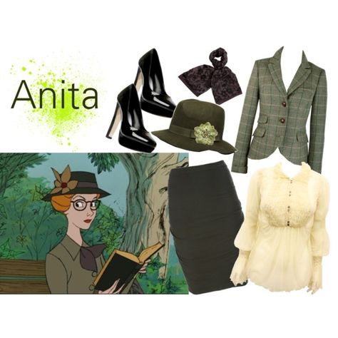 Anita Radcliffe, created by lulyfujiko on Polyvore Anita Radcliffe, 101 Dalmatians Costume, Dalmatian Costume, Disney 101 Dalmatians, Tv Show Outfits, Fandom Fashion, Dapper Day, 101 Dalmatians, Vintage Gowns