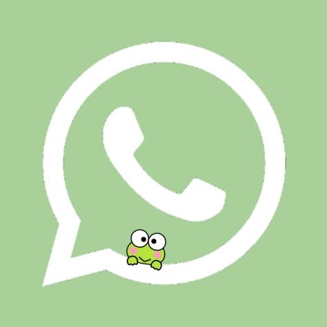 Pastel Whatsapp Icon, Keroppi Widget Icons, Keroppi App Icon, Whatsapp Icon, Green Icons, Green Pastel, Phone Icons, Phone Ideas, Phone Theme