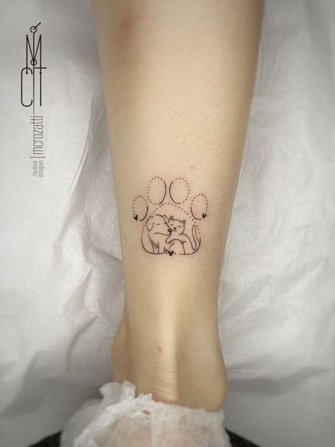 Pet Lover Tattoo, Dog And Cat Tattoo, Baby Tattoo Ideas, Tattoo Ideas Arm, Cat And Dog Tattoo, Tattoo Ideas For Moms, Match Tattoo, Tattoo Pet, Tattoo Ideas Dog