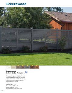 Breezewood Cedar: avinylfence.com Fence Ideas Garden, Unique Fence Ideas, Vinyl Picket Fence, Horse Fence, Fence Outdoor, Vinyl Privacy Fence, Modern Fence Design, Garden Globes, Privacy Fence Designs