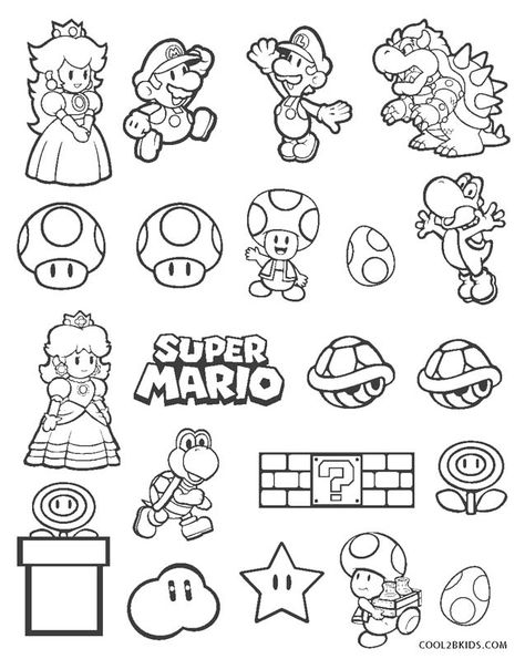 Dibujos de Super Mario Bros para colorear - Páginas para imprimir gratis Super Mario Brothers Drawings, Super Mario Printouts, Mario Bros Outline, Drawings Of Mario Characters, Super Mario Coloring Sheets, Printable Mario Characters, Mario Characters Outline, Super Mario Bros Drawing Ideas, Free Mario Coloring Pages