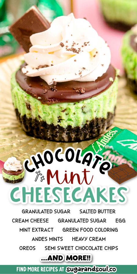 Andes Mint Cheesecake, Cube Steak Crock Pot Recipes, Mint Chocolate Cheesecake, Andes Mints, Mini Cheesecake Bites, Mint Cheesecake, Cream Cheese Bars, Mini Cheesecake Recipes, Andes Mint