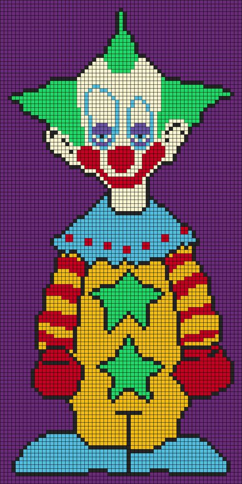 16 Bit Art, Space Clown, Pixel Art Styles, Killer Klowns From Outer Space, Clown Movie, Graph Crochet, Easy Pixel Art, Pixel Art Templates, 80s Horror