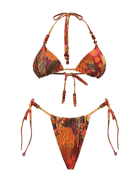 Introducing the INTI BIKINI: a versatile masterpiece. With its classic triangle silhouette, beaded strapping, and reversible print/solid panels featuring ruching for adjustable coverage, it's a 4-in-1 bikini that adapts to your style. Crafted from high-quality matte nylon fabric, this piece is built to last. Featuring a reversible string bikini design, bead detailing on the top and bottoms, and an adjustable waist that can be customized to your liking. It's the perfect blend of style and durabil Ddd Cup, Andrea Iyamah, Skirt Details, Sarong Skirt, Cute Bathing Suits, Boys Swimwear, Reversible Bikinis, Cute Swimsuits, Mode Inspo