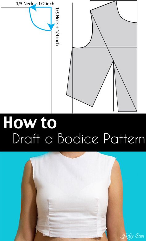 How to Make a Bodice Pattern - Draft a sloper pattern based on your own measurements to help you fit patterns to yourself. Melly Sews, Sewing Alterations, Bodice Pattern, Sew Ins, Couture Mode, Pattern Drafting, Sewing Lessons, Sewing Projects For Beginners, Sewing Skills