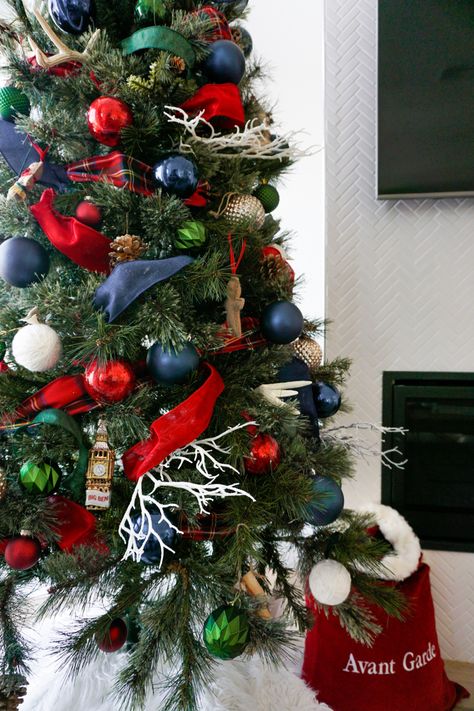 Blue Red And Green Christmas Tree, Red Blue And Green Christmas Tree, Red Green And Blue Christmas Tree, Red And Navy Christmas Tree, Red Green Blue Christmas Tree, Navy And Red Christmas Decor, Red And Blue Christmas Decor, Blue And Red Christmas Decor, Red And Blue Christmas Tree