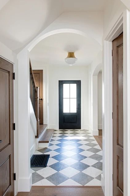 HOME Stairs And Hallway Ideas, Hallway Tiles Floor, Entryway Tile, Entry Tile, Foyer Flooring, Tiled Hallway, Dream Farmhouse, Floor Renovation, Renovation Inspiration