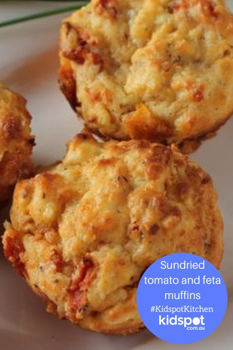 Small Savoury Snacks, Veg Muffins, Tomato Muffins, Healthy Savoury Snacks, Savoury Muffin, Sundried Tomato Recipes, Basic Scones, Toddler Food Recipes, Savoury Slice