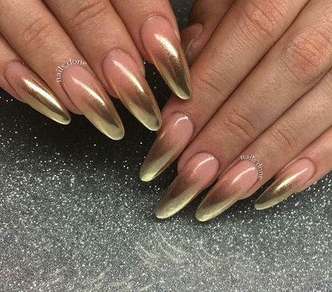 Gold holo ombre French Nails Glitter, Ombre Chrome, French Ombre Nails, Ombre Chrome Nails, Chrome French, French Ombre, Gold Nail, Party Nails, Gold Chrome